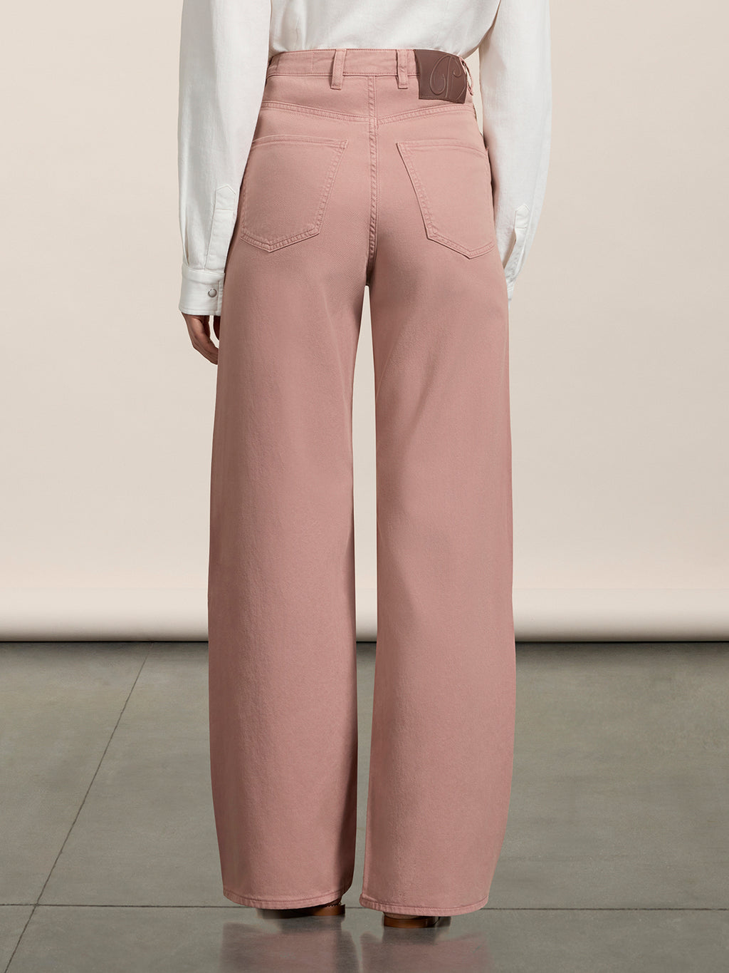 REGULAR FIT HIGH WAIST TROUSERS IN PINK TENCEL COTTON - DUSTY ROSE  - promo code | Pence 1979