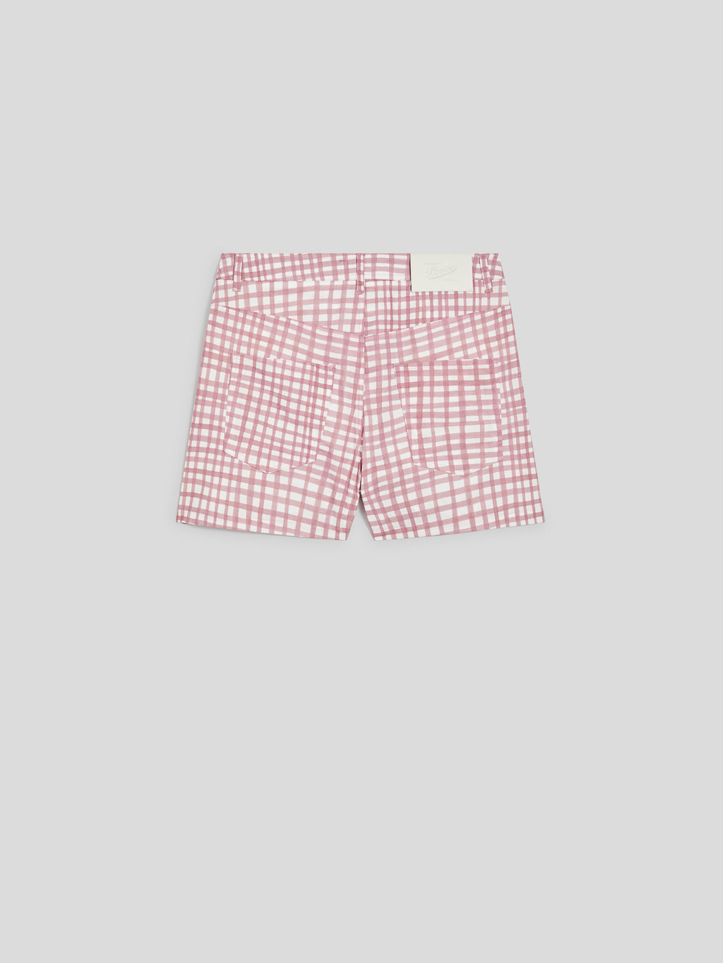 REGULAR-FIT SHORTS IN PINK VICHY PRINTED STRETCH POPLIN - DUSTY ROSE VICHY - Check Active | Pence 1979