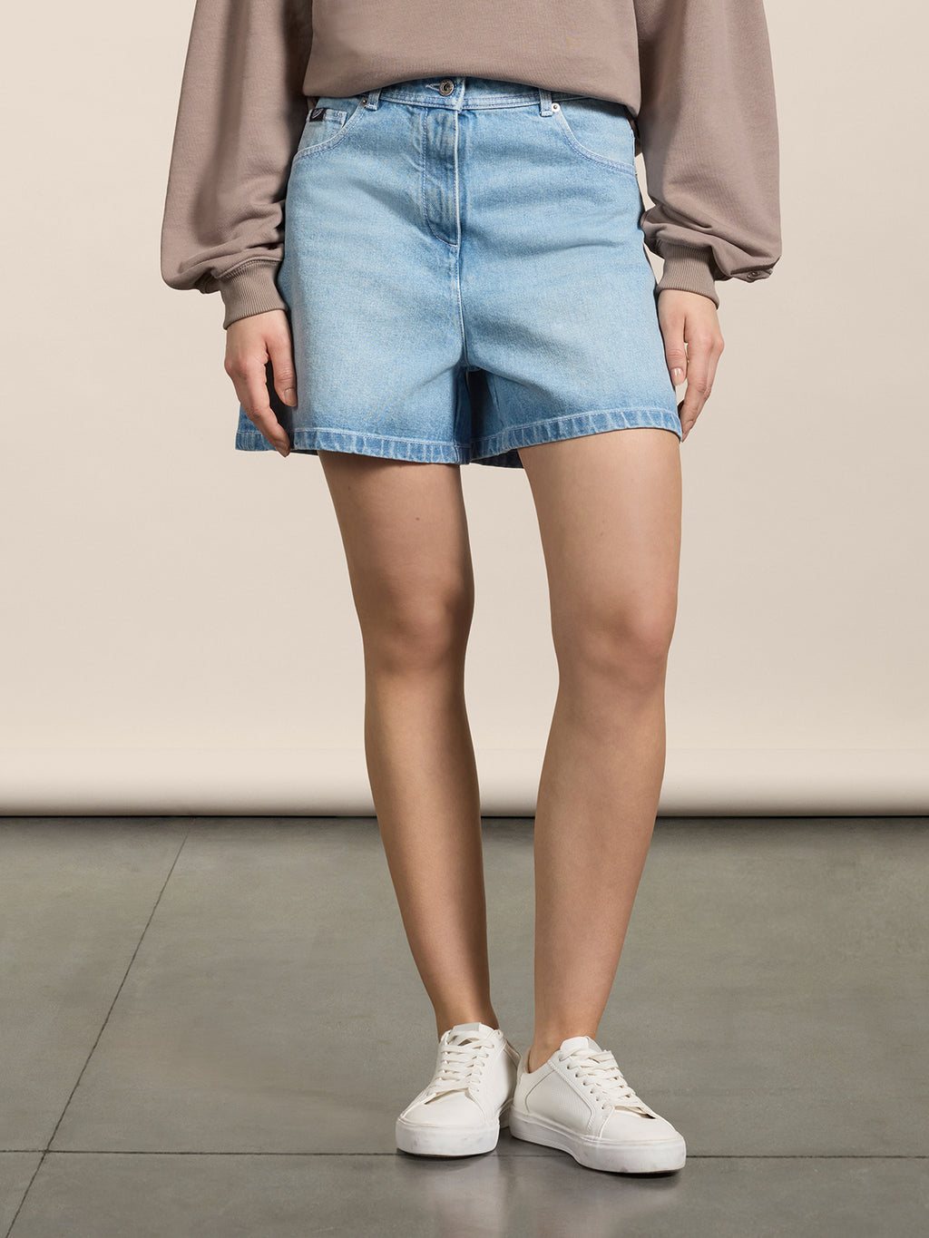 REGULAR-FIT SHORTS IN LIGHT DENIM - LIGHT BLUE  - promo code | Pence 1979