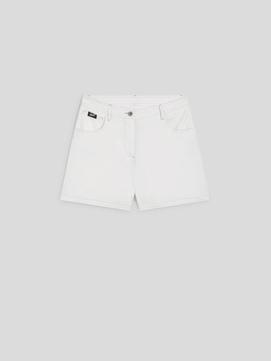 REGULAR-FIT SHORTS IN WHITE COTTON - PURE WHITE - promo code | Pence 1979