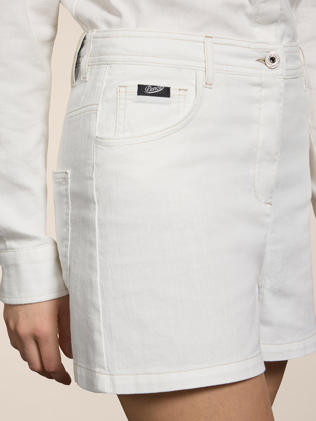 REGULAR-FIT SHORTS IN WHITE COTTON - PURE WHITE - Check Active | Pence 1979