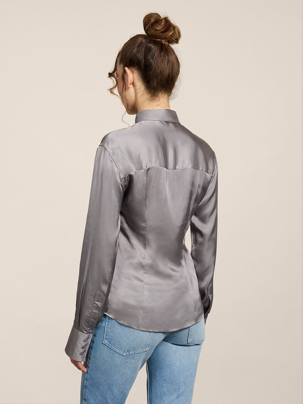 SLIM-FIT SHIRT IN COSMIC GREY VISCOSE - COSMIC GREY - Check Active | Pence 1979