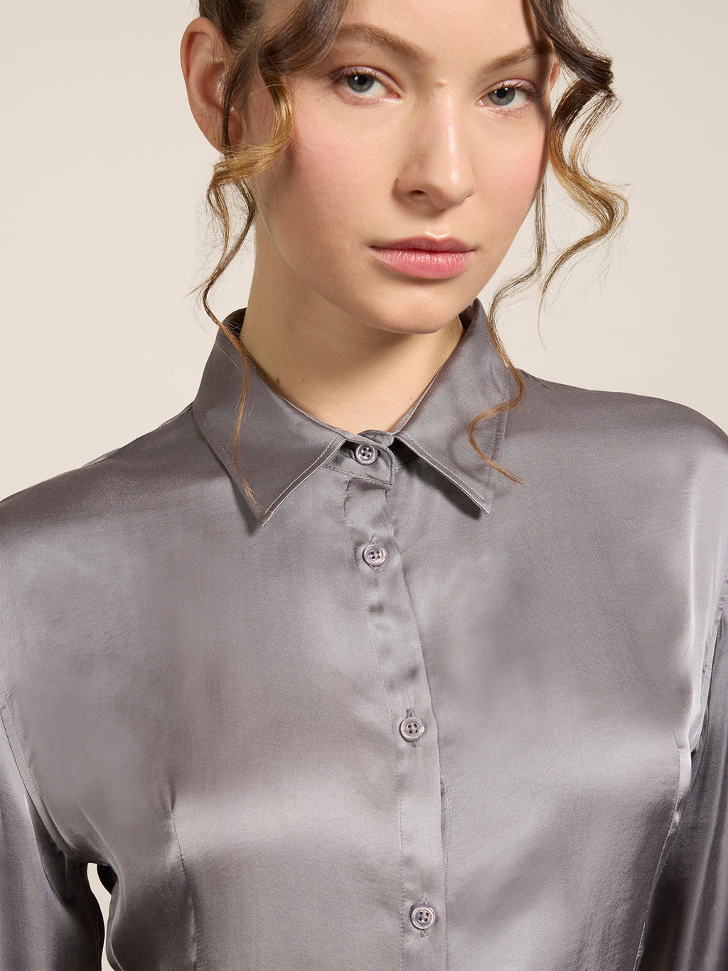 SLIM-FIT SHIRT IN COSMIC GREY VISCOSE - COSMIC GREY - Check Active | Pence 1979