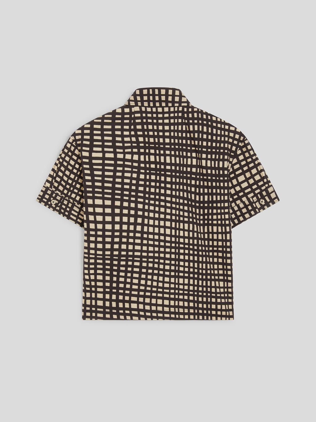 REGULAR-FIT SHORT-SLEEVED SHIRT IN SAND STRETCH POPLIN AND VICHY BLACK - SAND & BLACK VICHY  - Check Active | Pence 1979