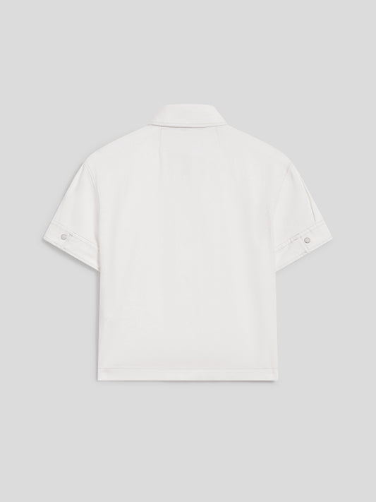 SHORT-SLEEVED SHIRT REGUALAR FIT IN WHITE COTTON - PURE WHITE - promo code | Pence 1979