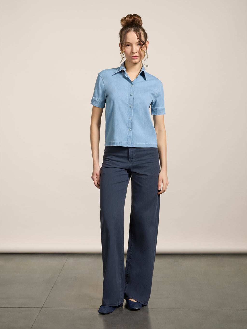 REGULAR-FIT SHIRT IN MEDIUM-LIGHT BLUE STRETCH COTTON - MEDIUM LIGHT BLUE  - Check Active | Pence 1979