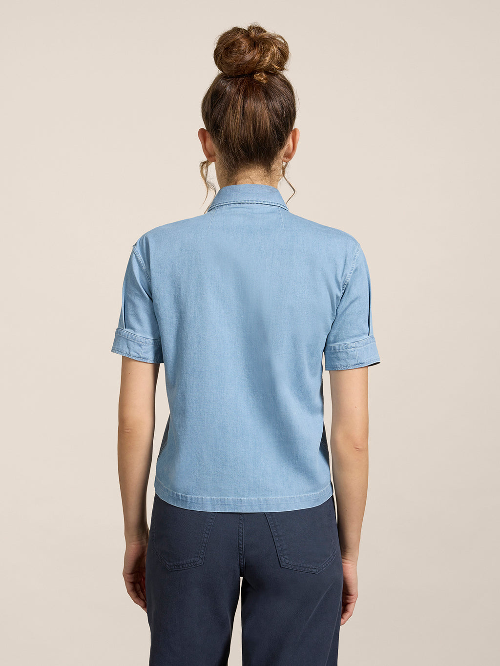 REGULAR-FIT SHIRT IN MEDIUM-LIGHT BLUE STRETCH COTTON - MEDIUM LIGHT BLUE  - Check Active | Pence 1979