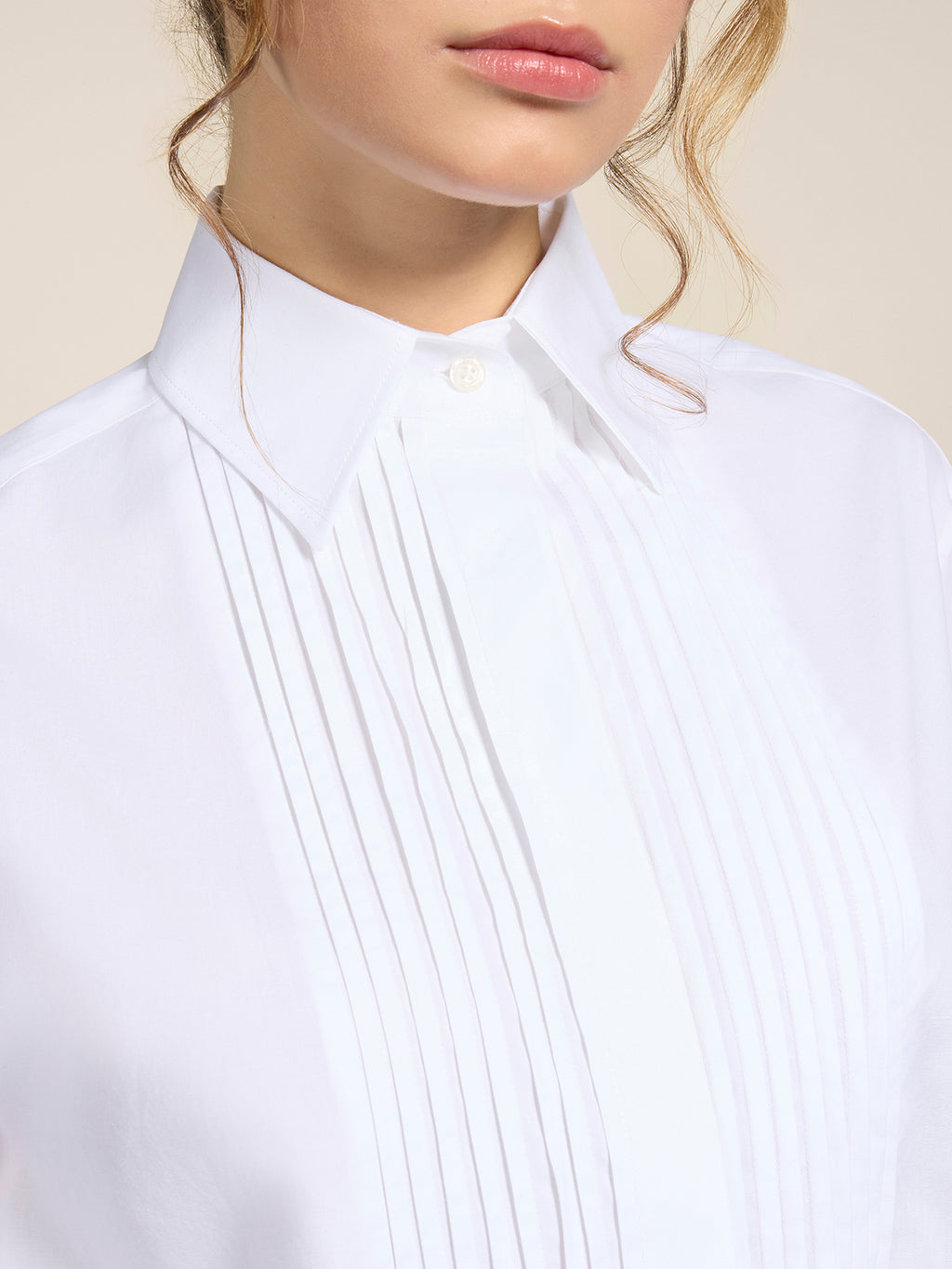 REGULAR-FIT SHIRT IN WHITE COTTON WITH PLASTRON TUXEDO - OPTICAL WHITE - promo code | Pence 1979