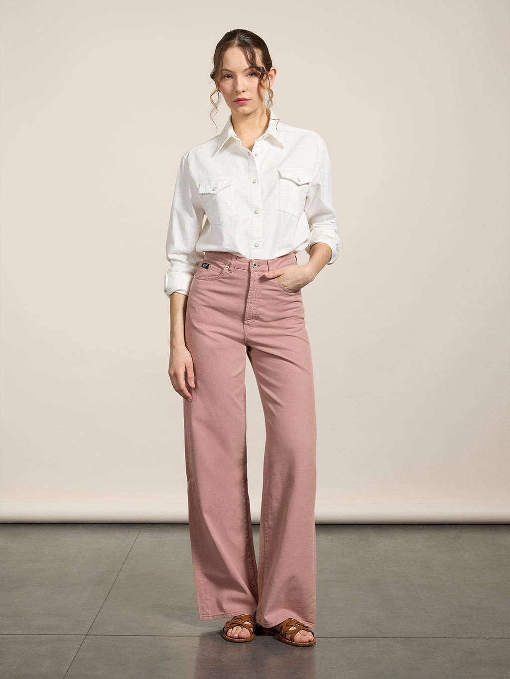 REGULAR-FIT SHIRT IN WHITE COTTON WITH FLAP POCKETS - PURE WHITE - Check Active | Pence 1979