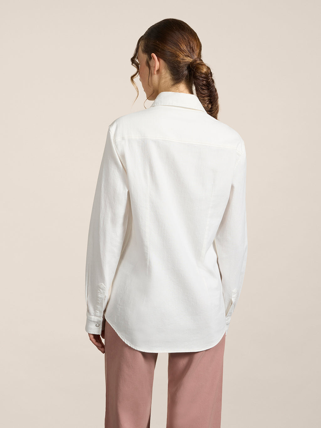 REGULAR-FIT SHIRT IN WHITE COTTON WITH FLAP POCKETS - PURE WHITE - Check Active | Pence 1979
