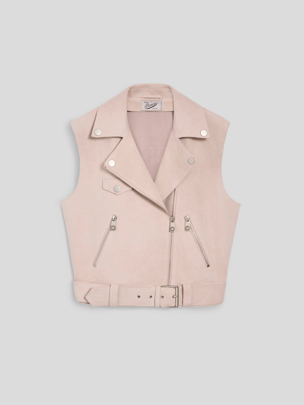 REGULAR-FIT BIKER JACKET IN PINK SUEDE AND NAPPA LINING - DUSTY ROSE - Check Active | Pence 1979