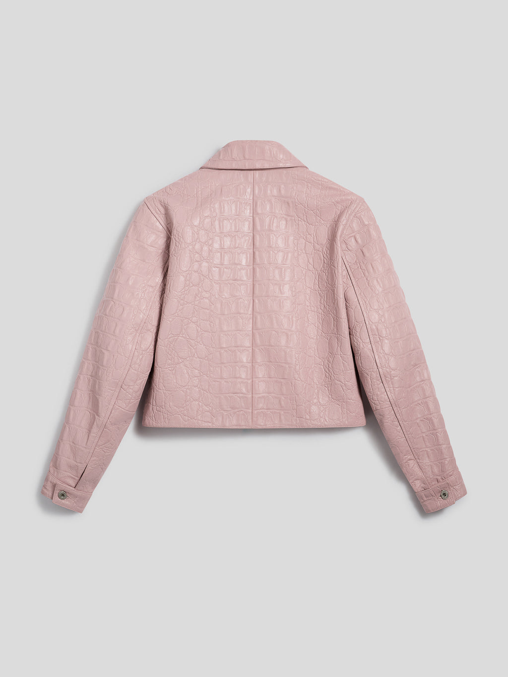 REGULAR-FIT JACKET IN PINK CROCODILE-PRINT LEATHER - DUSTY ROSE  - Check Active | Pence 1979