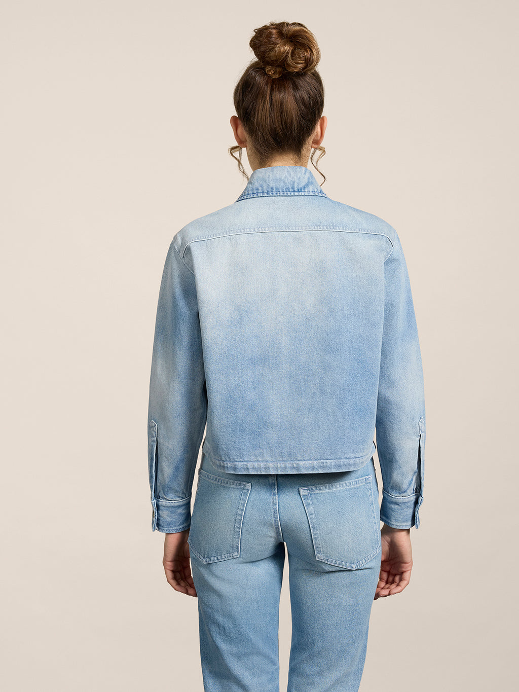 BOXY REGULAR-FIT OVERSHIRT IN LIGHT BLUE COTTON WITH POCKET - LIGHT BLUE  - promo code | Pence 1979