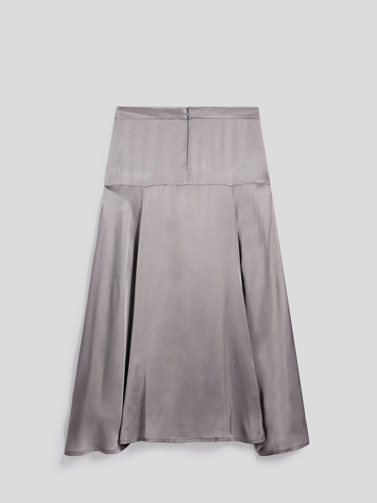 LONG REGULAR FIT SKIRT ASYMMETRICAL CUT IN VISCOSE COLOR GRAY - COSMIC GREY - promo code | Pence 1979