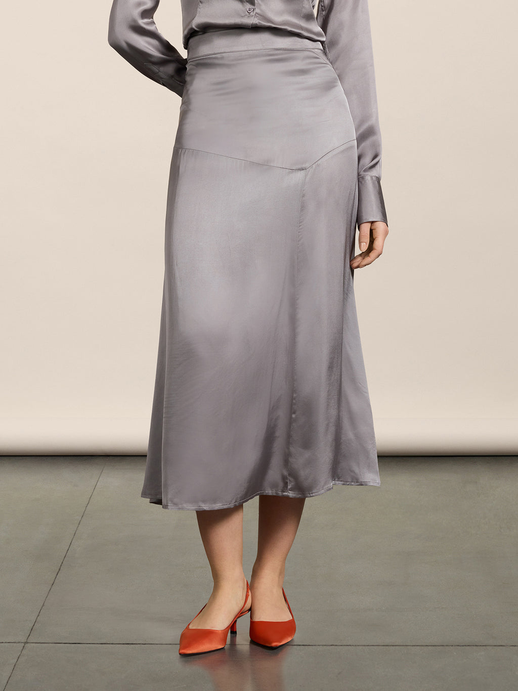 LONG REGULAR FIT SKIRT ASYMMETRICAL CUT IN VISCOSE COLOR GRAY - COSMIC GREY - promo code | Pence 1979
