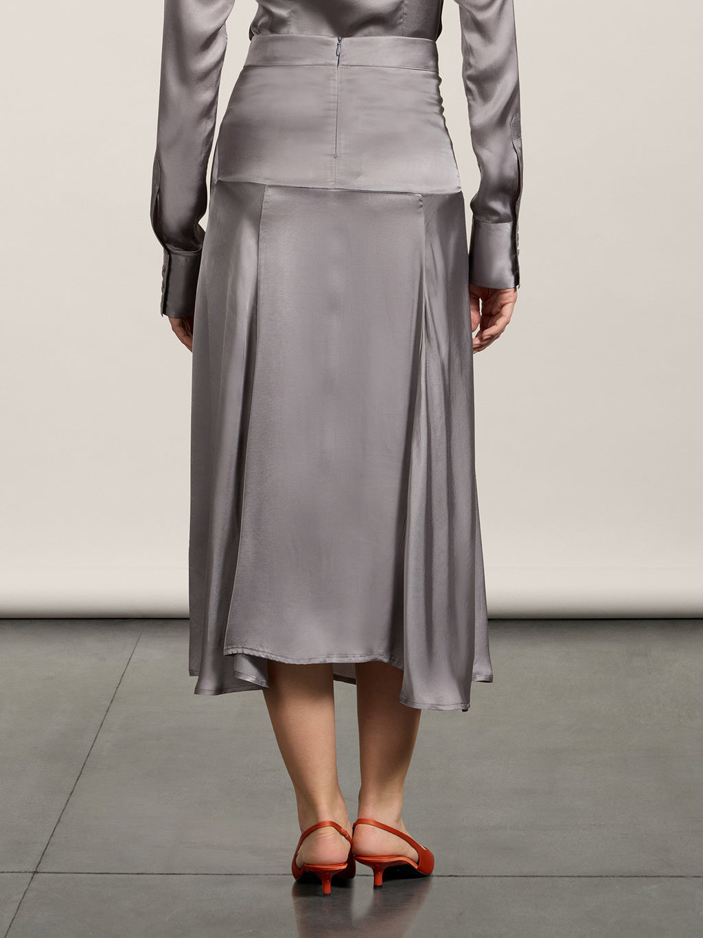 LONG REGULAR FIT SKIRT ASYMMETRICAL CUT IN VISCOSE COLOR GRAY - COSMIC GREY - promo code | Pence 1979