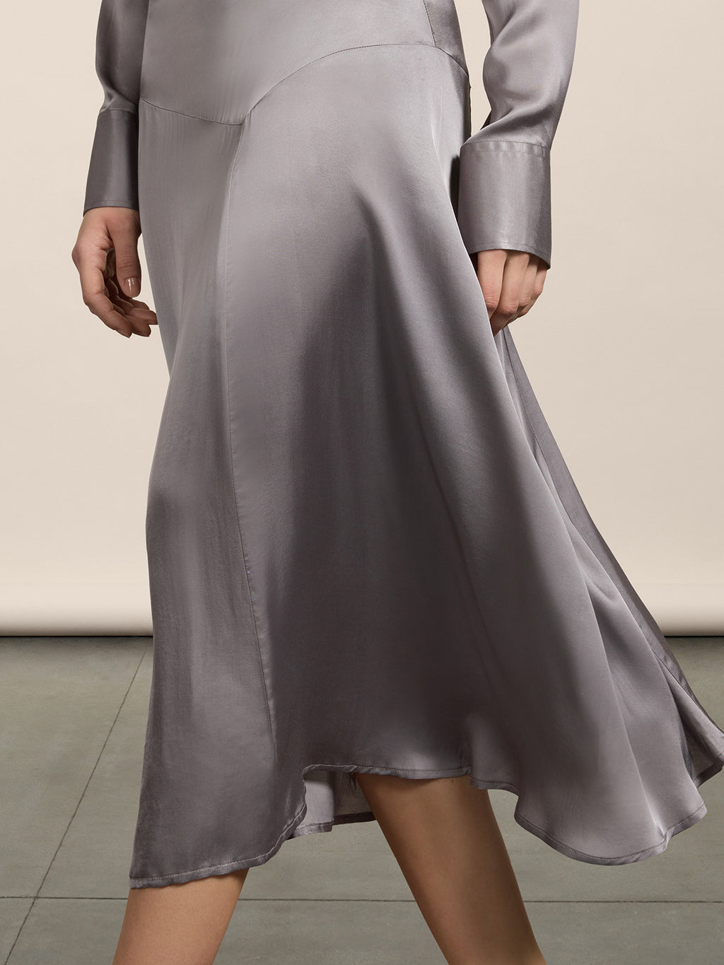 LONG REGULAR FIT SKIRT ASYMMETRICAL CUT IN VISCOSE COLOR GRAY - COSMIC GREY - promo code | Pence 1979
