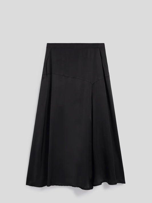LONG REGULAR FIT SKIRT WITH ASYMMETRICAL CUT IN VISCOSE COLOR BLACK - DEEP BLACK - promo code | Pence 1979