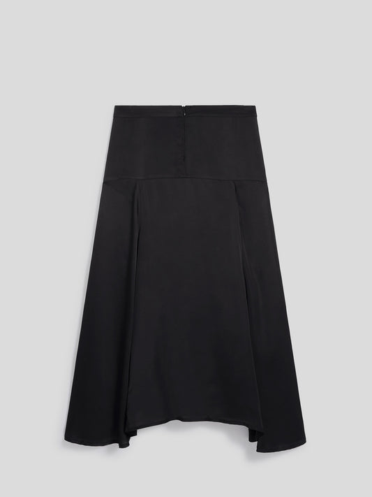 LONG REGULAR FIT SKIRT WITH ASYMMETRICAL CUT IN VISCOSE COLOR BLACK - DEEP BLACK - promo code | Pence 1979
