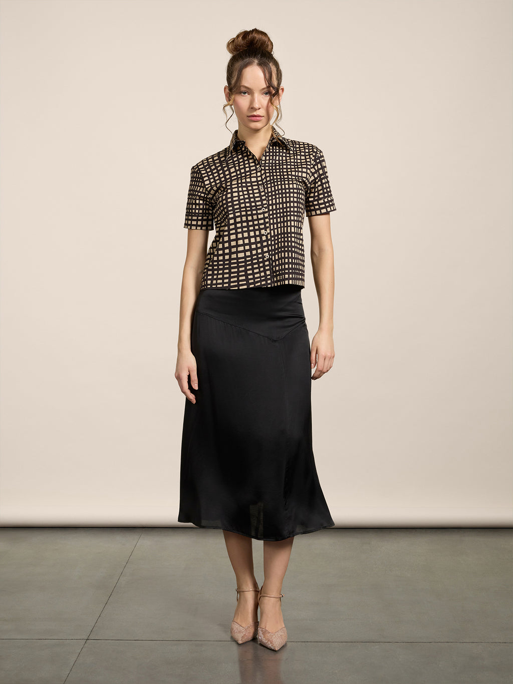 LONG REGULAR FIT SKIRT WITH ASYMMETRICAL CUT IN VISCOSE COLOR BLACK - DEEP BLACK - Check Active | Pence 1979