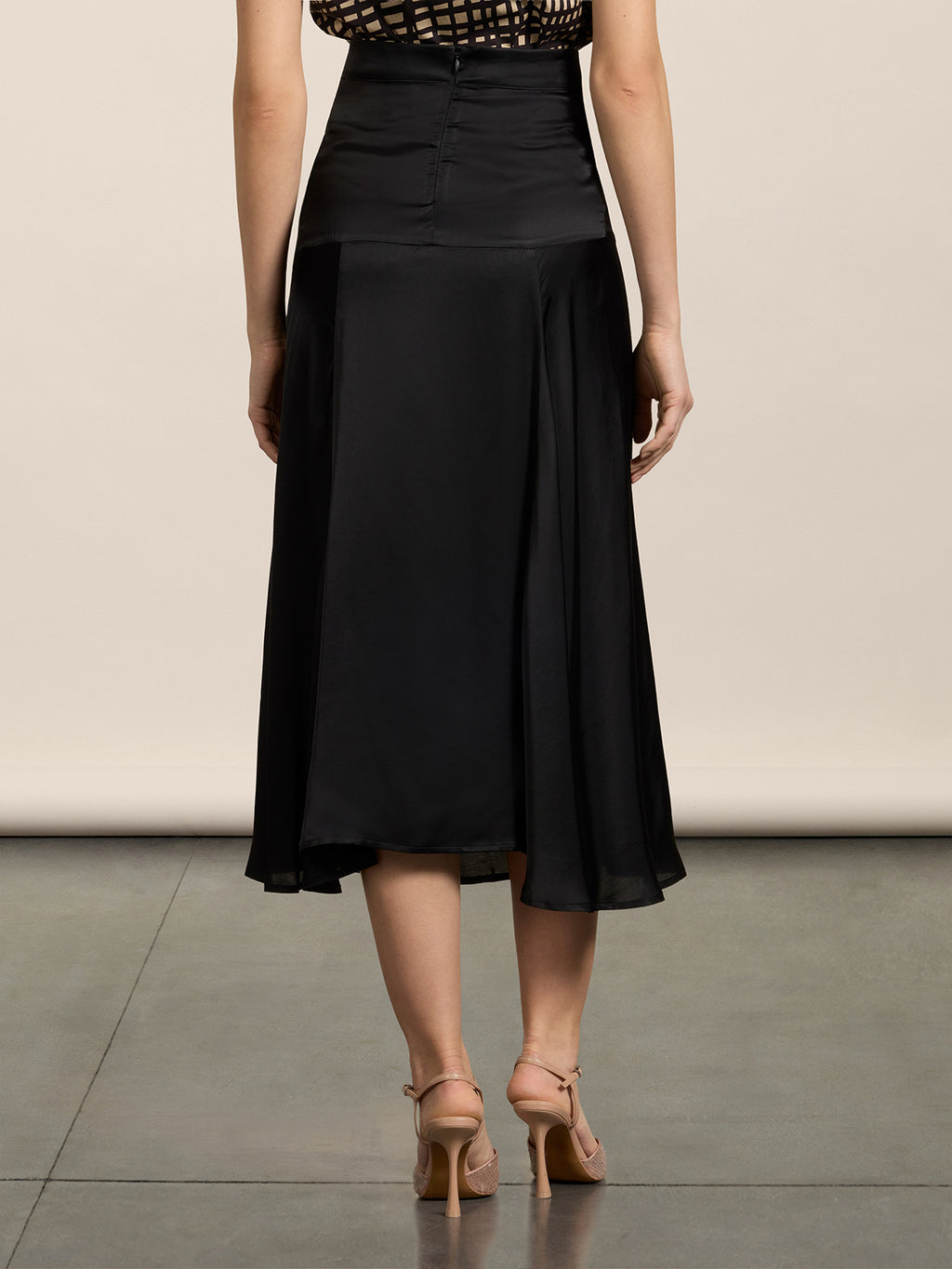 LONG REGULAR FIT SKIRT WITH ASYMMETRICAL CUT IN VISCOSE COLOR BLACK - DEEP BLACK - Check Active | Pence 1979