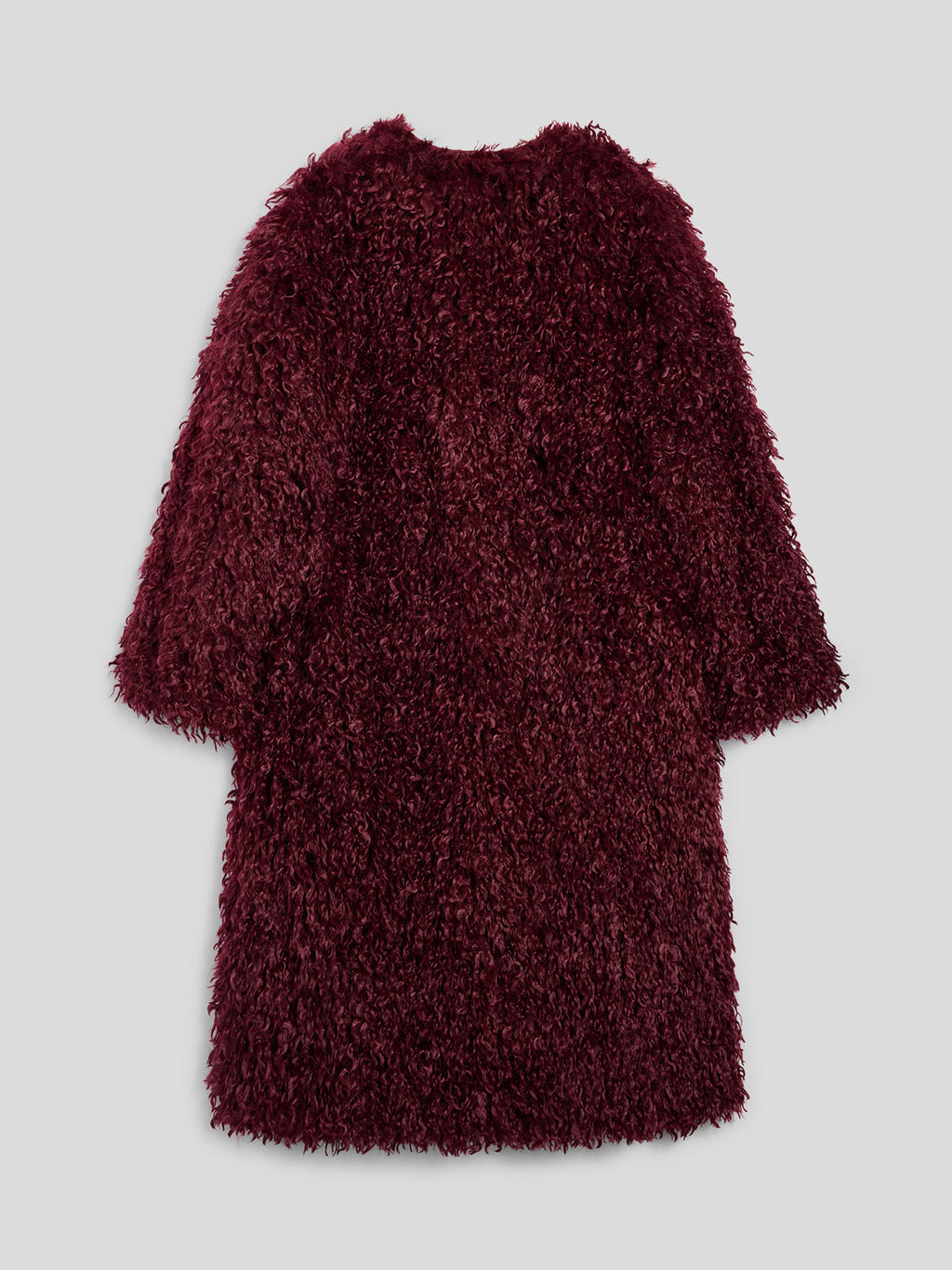 REGULAR FIT PURPLE FAUX FUR ROUND NECK LINED COAT - PURPLE - Check Active | Pence 1979