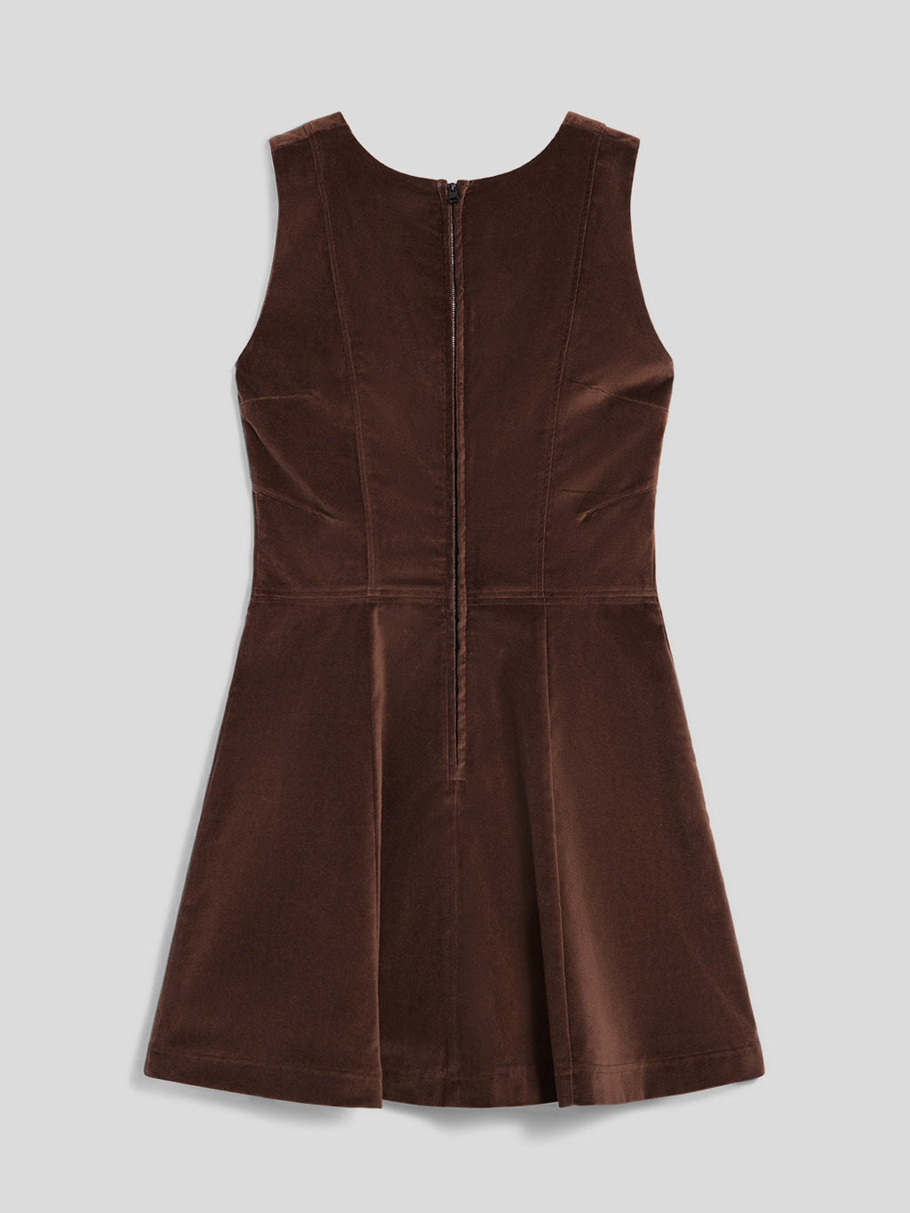 REGULAR FIT SHORT COFFEE VELVET DRESS WITH FLARED SKIRT - COFFEE - Check Active | Pence 1979