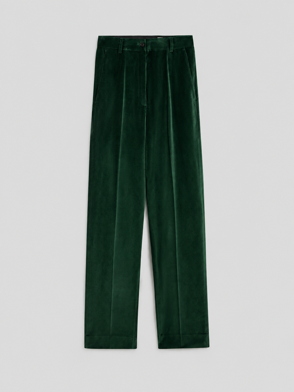 WIDE FOREST VELVET TROUSERS WITH FRONT-HIP POCKETS - FOREST - Check Active | Pence 1979