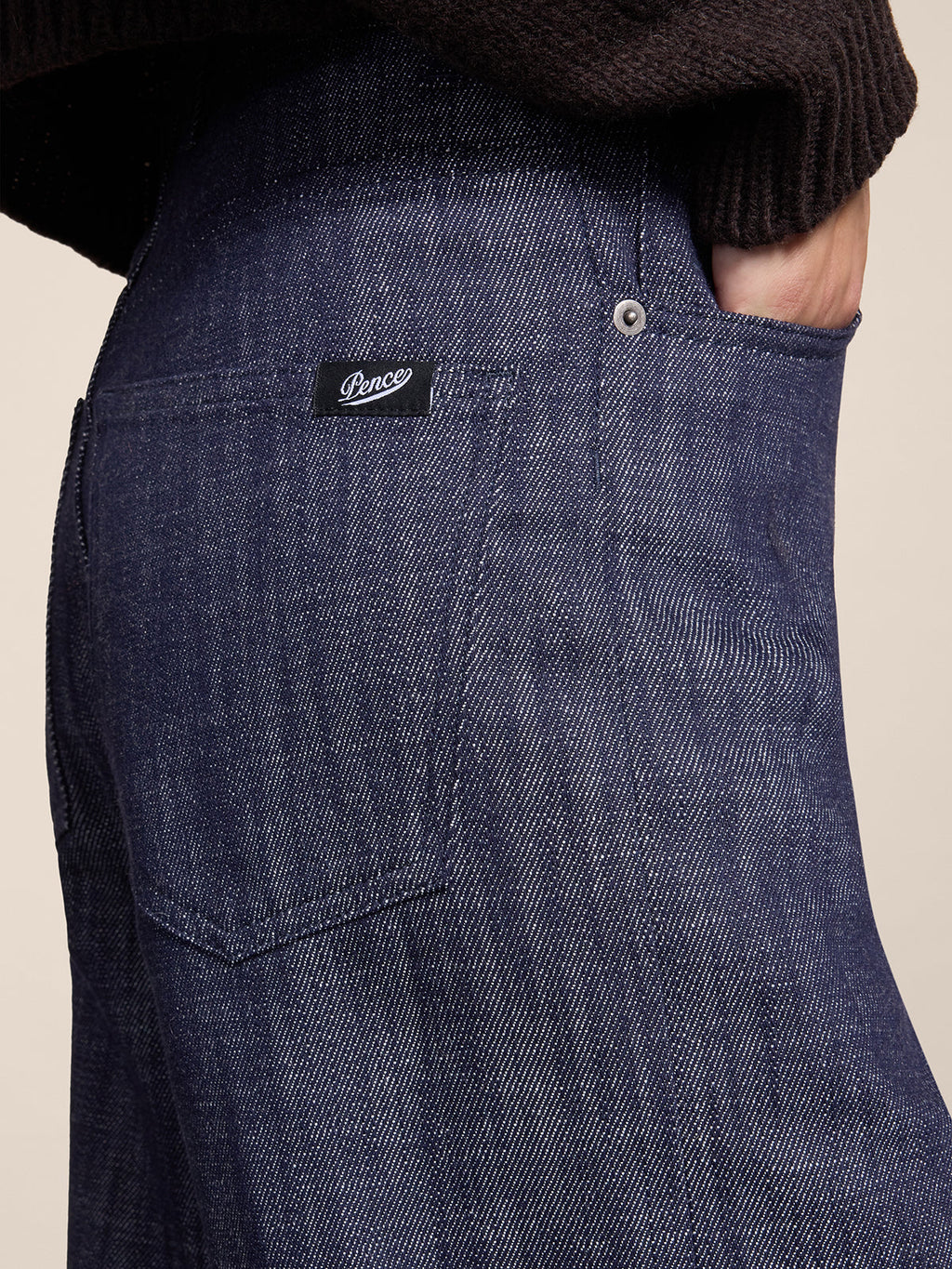 HIGH RISE WIDE LEG FIVE POCKET SPICY BLUE DENIM PANTS - SPICY BLUE - Check Active | Pence 1979