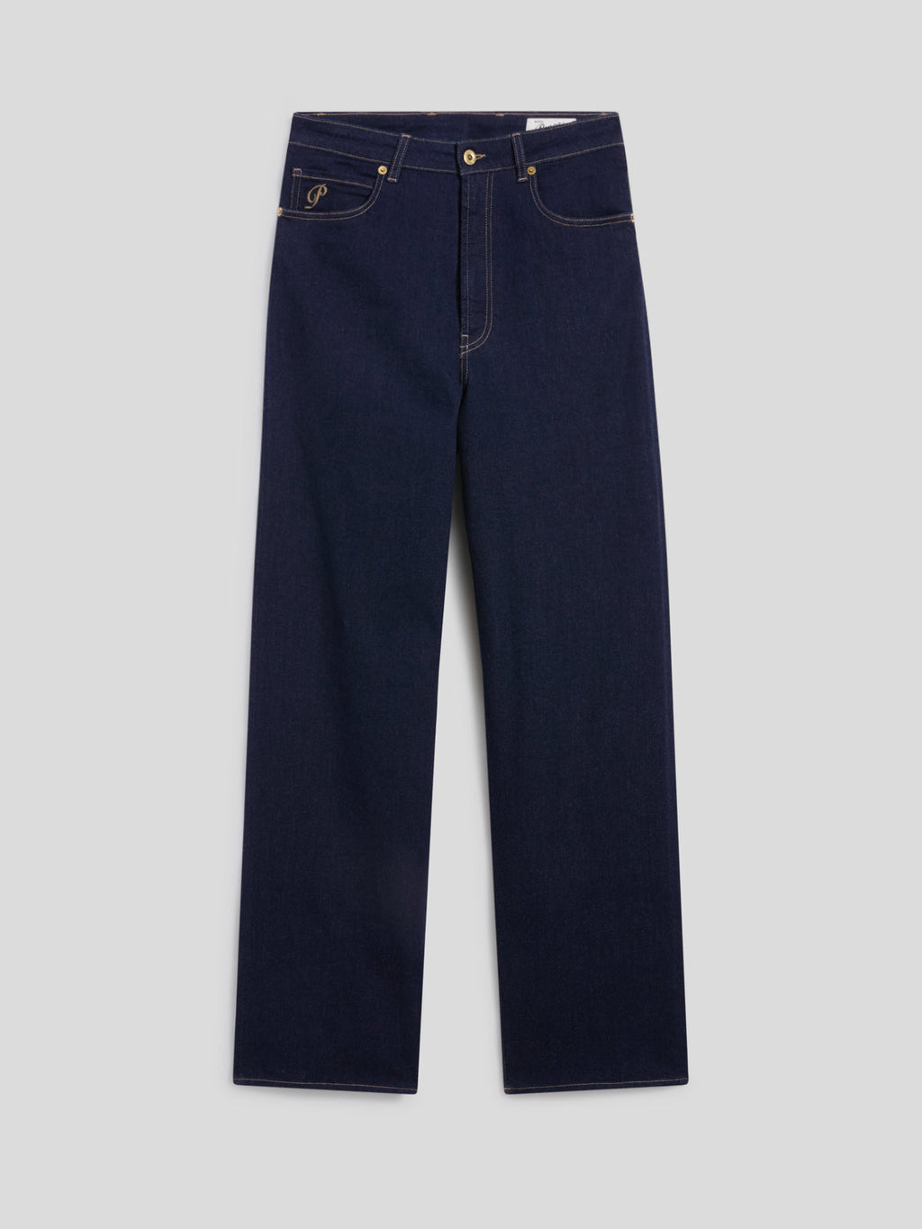 HIGH RISE WIDE LEG FIVE POCKETS OCEAN DENIM PANTS - OCEAN - Check Active | Pence 1979