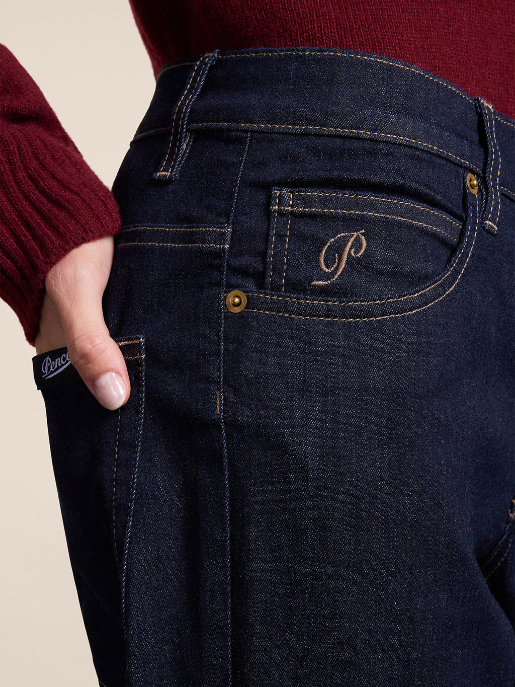 REGULAR FIT OCEAN DENIM FIVE POCKET PANTS - OCEAN - Check Active | Pence 1979