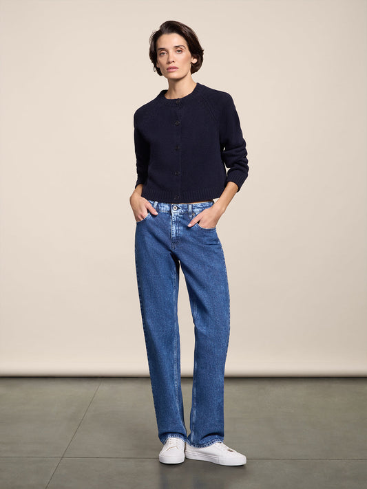 REGULAR FIT MARBLE BLUE DENIM FIVE POCKET PANTS - MARBLE BLUE - Check Active | Pence 1979