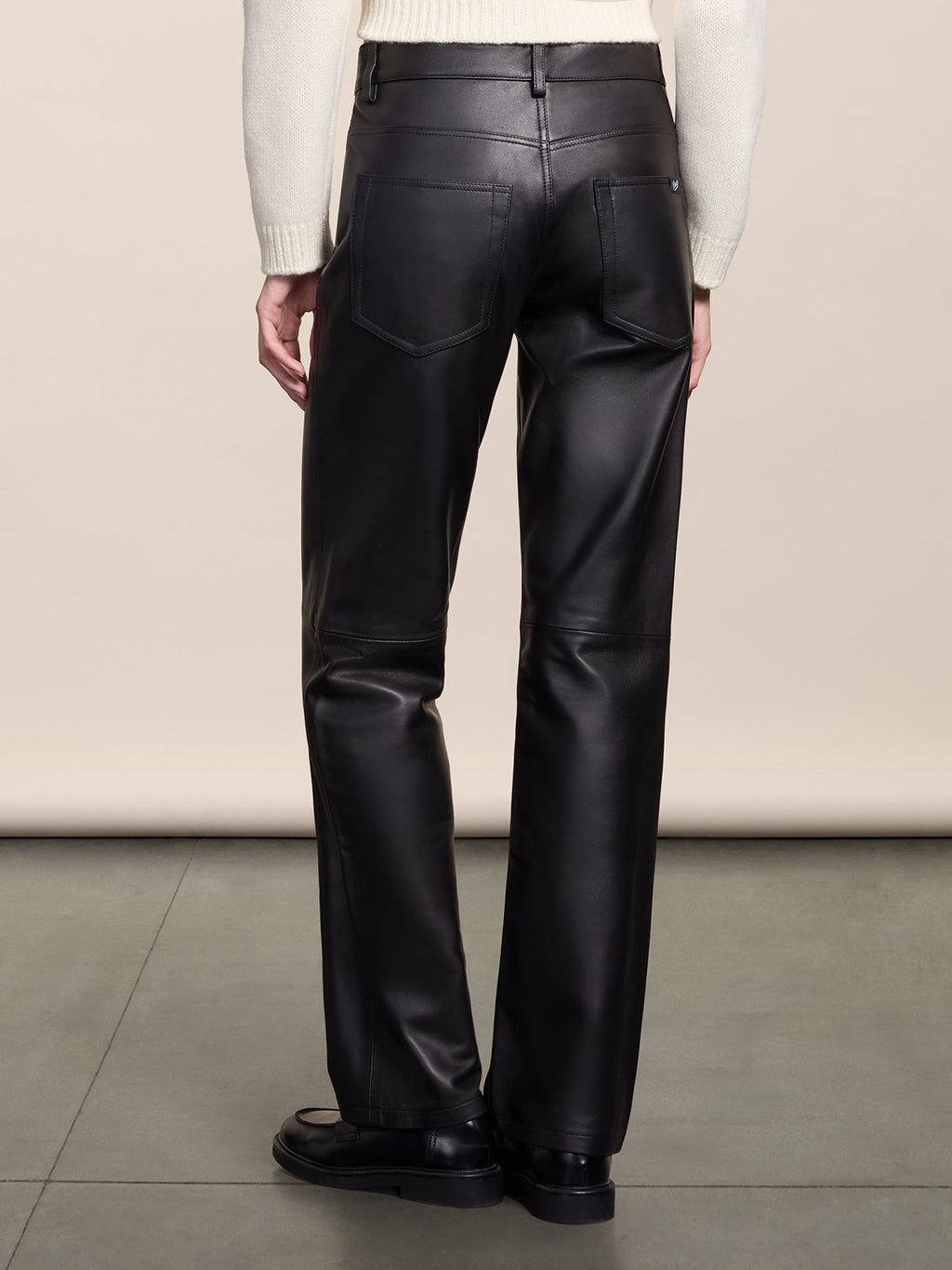 REGULAR BACK LEATHER FIVE POCKET PANTS - BLACK - Capi in Pelle Donna | Pence 1979