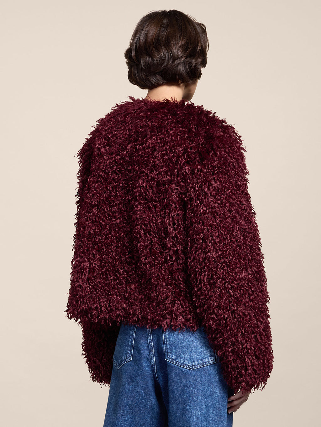 REGULAR FIT PURPLE FAUX FUR SHORT JACKET - PORPORA - Check Active | Pence 1979