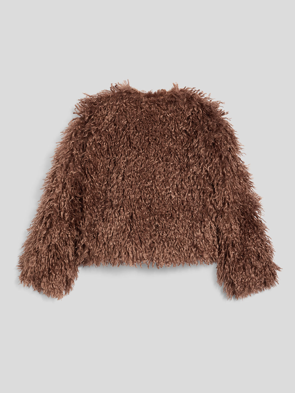 REGULAR FIT WOOD FAUX FUR SHORT JACKET - WOOD - Check Active | Pence 1979