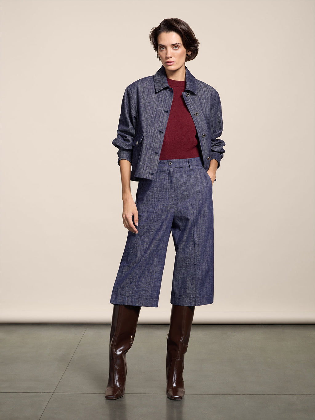 REGULAR FIT DENIM OVERSHIRT WITH POCKETS SPICY BLUE - SPICY BLUE - Check Active | Pence 1979