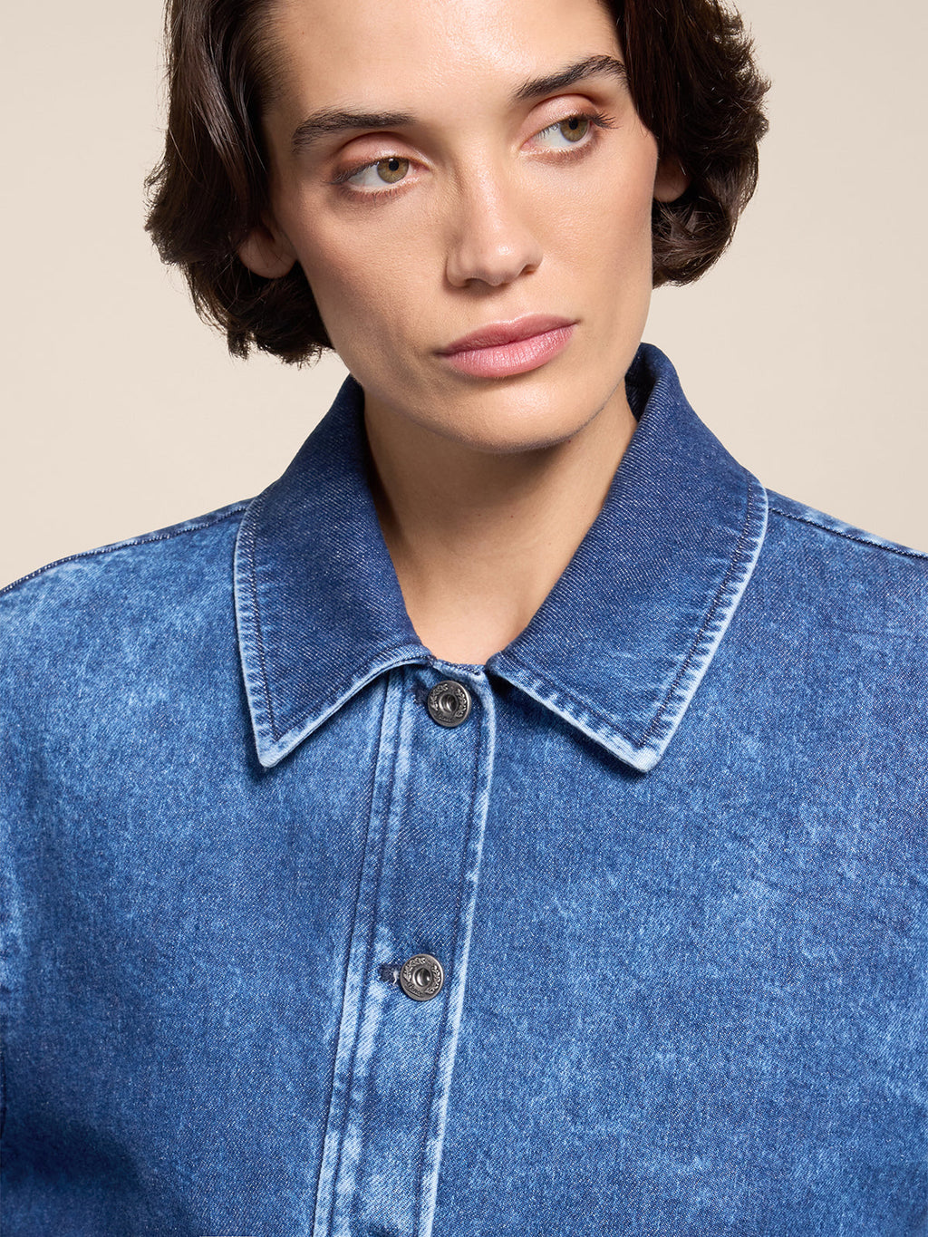 REGULAR FIT DENIM OVERSHIRT WITH POCKETS MARBLE BLUE - MARBLE BLUE - Check Active | Pence 1979