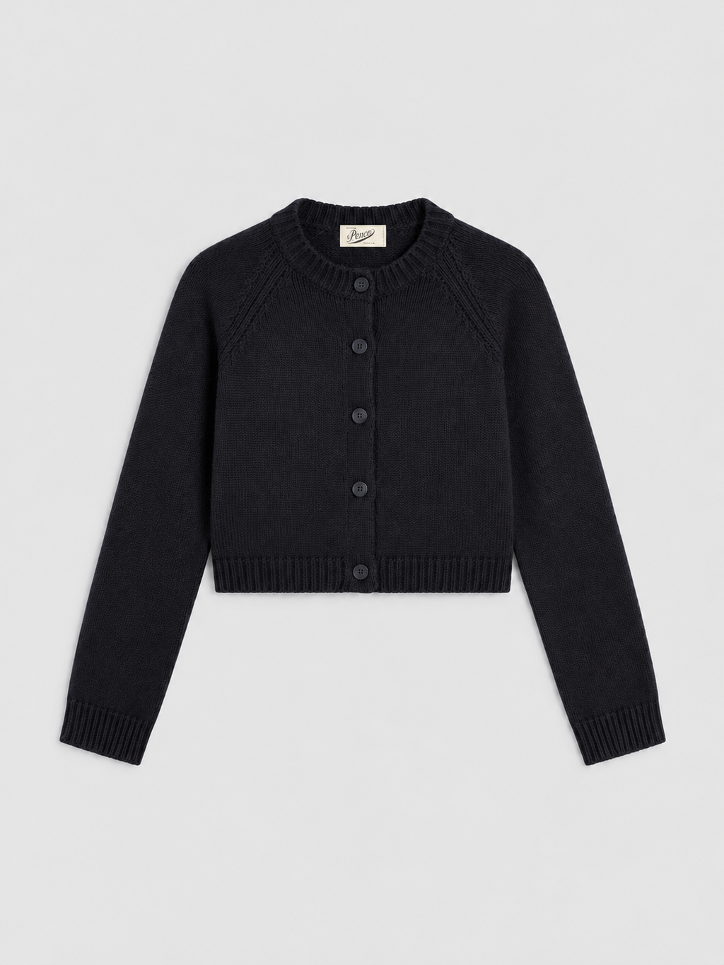 REGULAR FIT WOOL CREW-NECK CARDIGAN WITH RAGLAN SLEEVES BLUE NAVY - BLUE NAVY - Check Active | Pence 1979