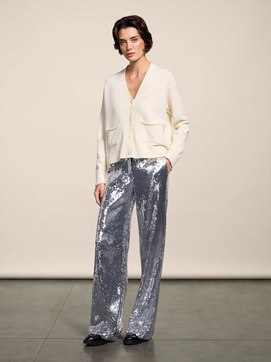 RELAXED FIT WOOL CARDIGAN NATURAL - NATURAL - Check Active | Pence 1979
