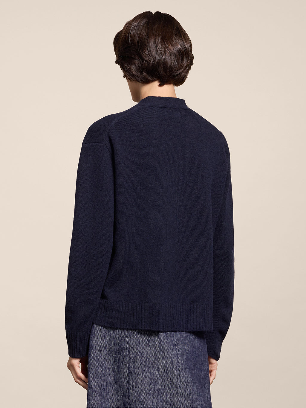 RELAXED FIT WOOL CARDIGAN BLUE NAVY - BLUE NAVY - Check Active | Pence 1979