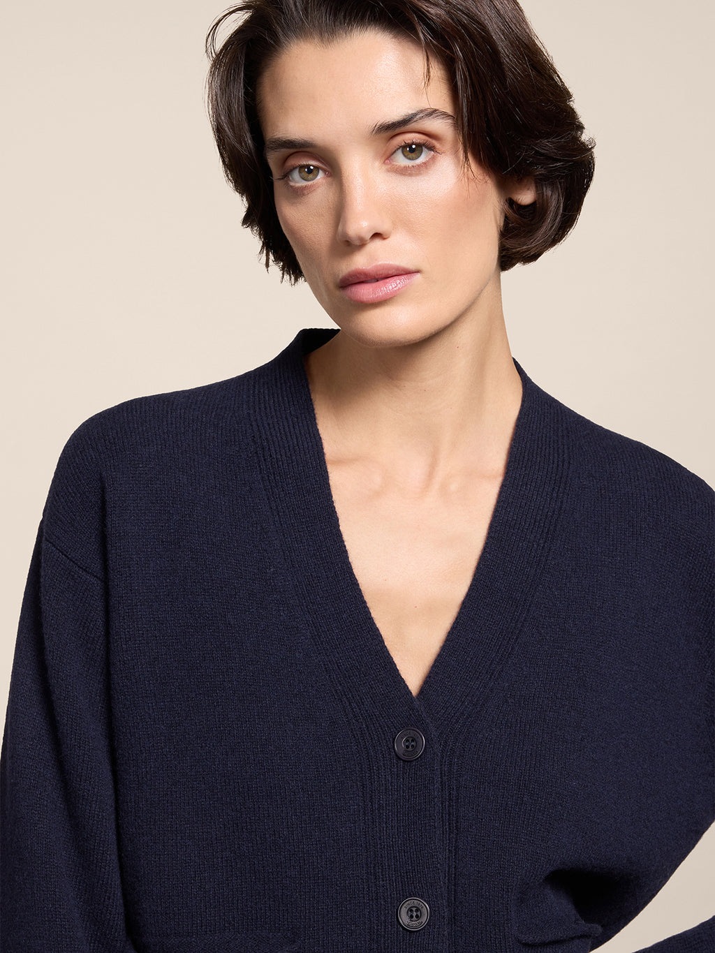 RELAXED FIT WOOL CARDIGAN BLUE NAVY - BLUE NAVY - Check Active | Pence 1979