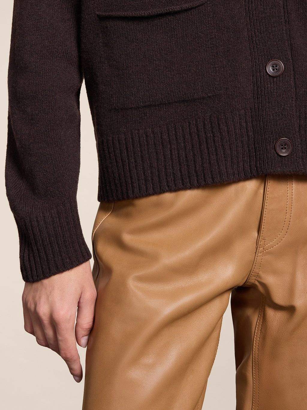 RELAXED FIT WOOL CARDIGAN MAHOGANY - MAHOGANY - Check Active | Pence 1979