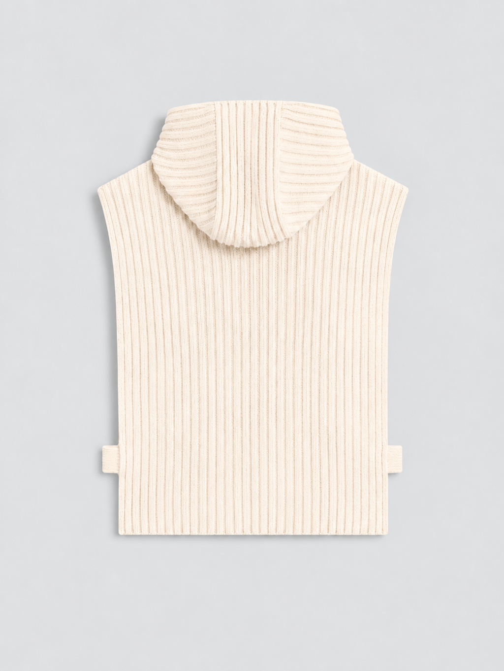 RIBBED WOOL HOODIE VEST NATURAL - NATURAL - Check Active | Pence 1979