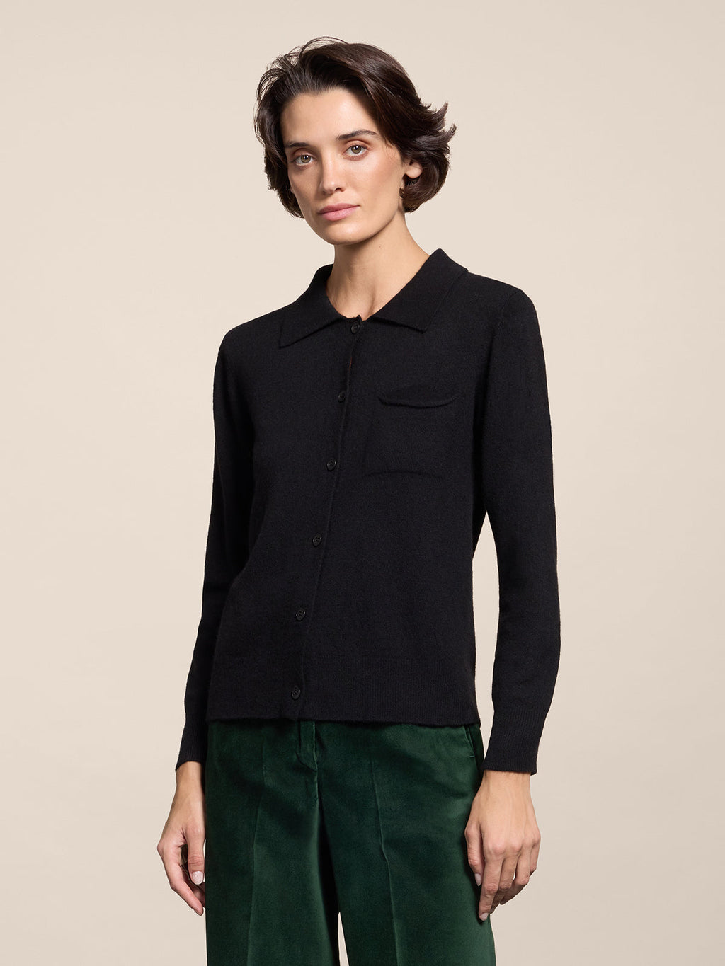 REGULAR FIT POLO IN BLACK WITH BUTTONS - BLACK - Check Active | Pence 1979