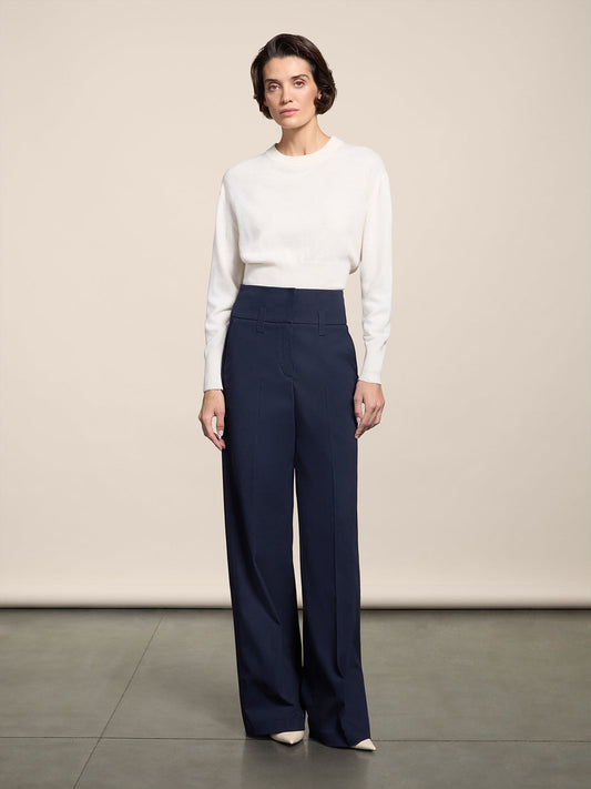 REGULAR FIT CROPPED CREW NECK SWEATER NATURAL - NATURAL - Check Active | Pence 1979