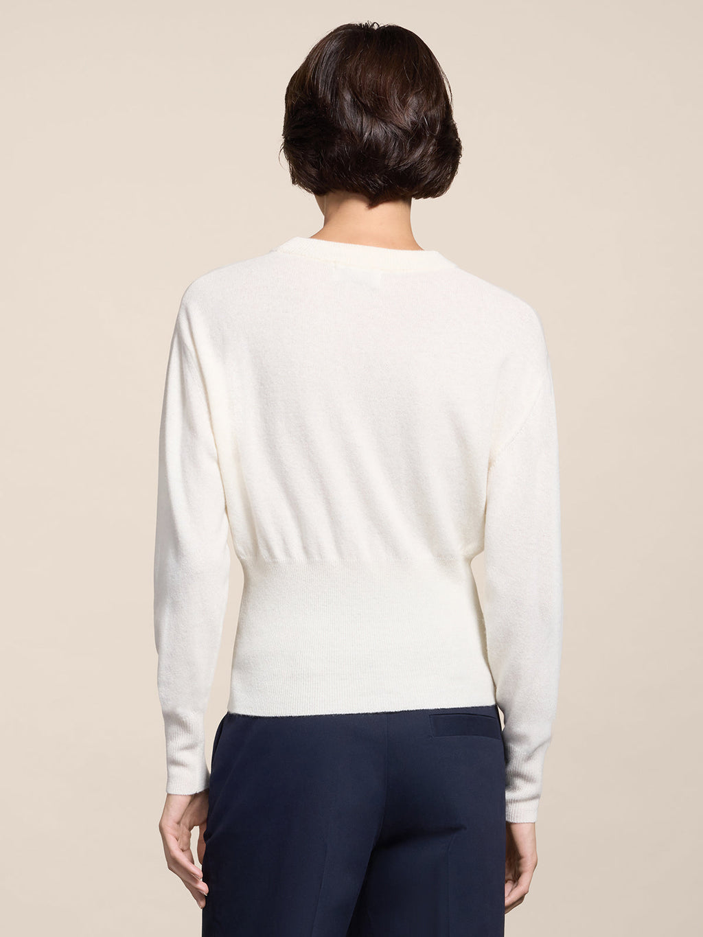 REGULAR FIT CROPPED CREW NECK SWEATER NATURAL - NATURAL - Check Active | Pence 1979
