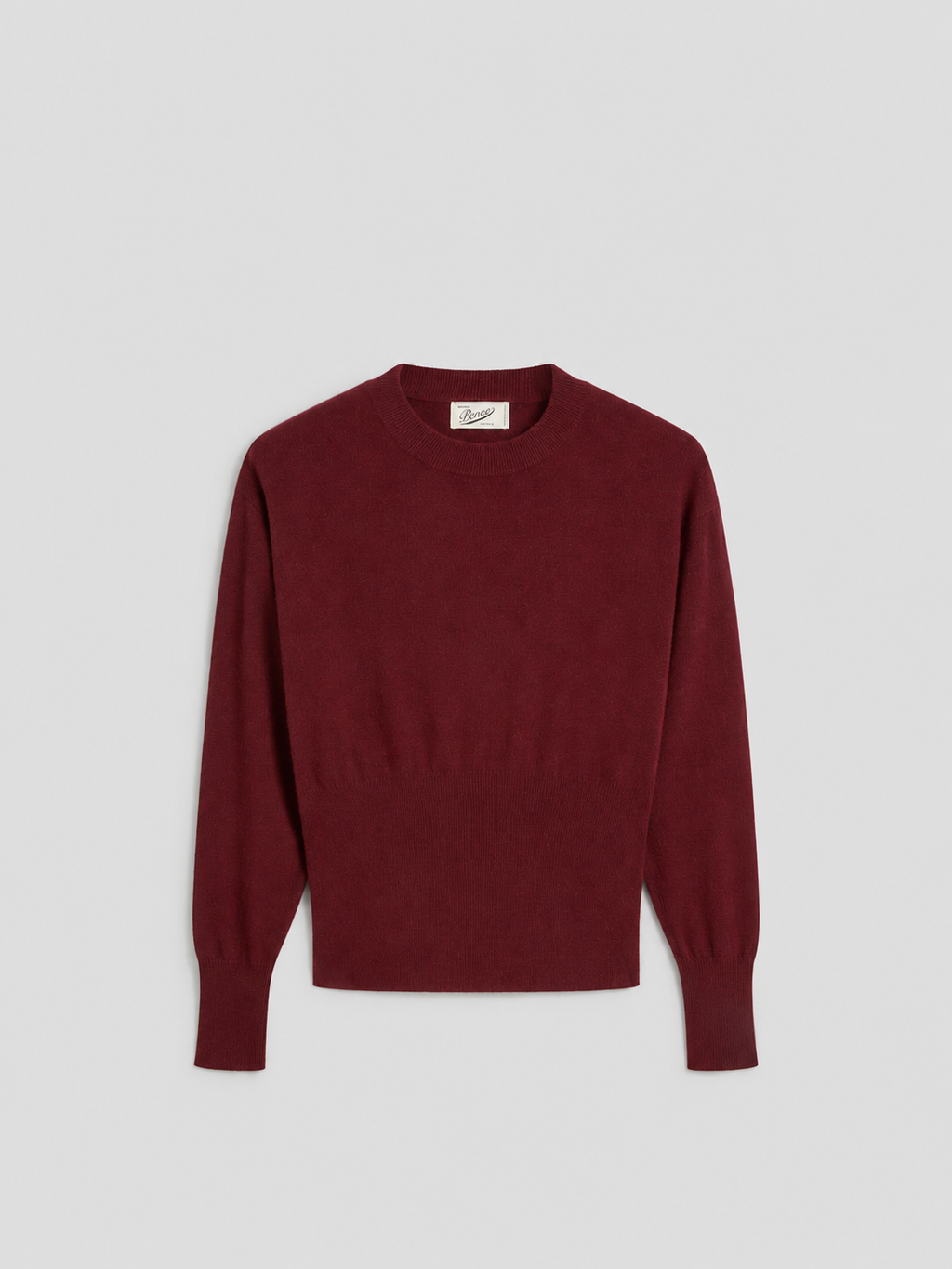 REGULAR FIT CROPPED CREW NECK SWEATER BORDEAUX - BORDEAUX - Check Active | Pence 1979