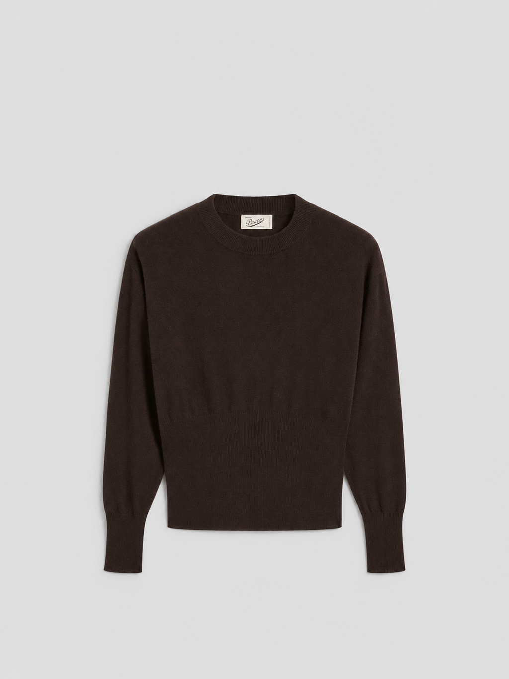 REGULAR FIT CROPPED CREW NECK SWEATER MAHOGANY - MAHOGANY - Check Active | Pence 1979
