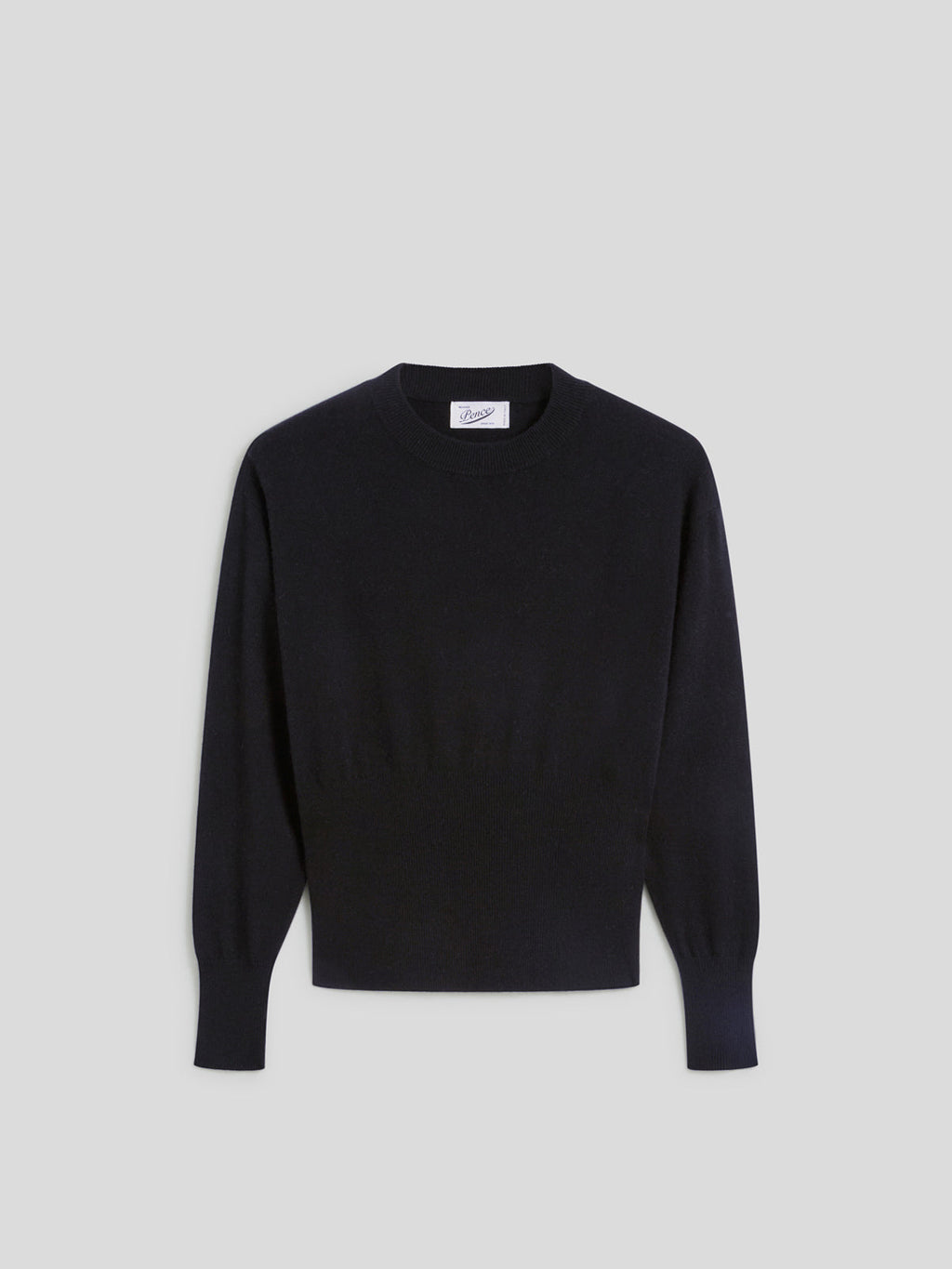 REGULAR FIT CROPPED CREW NECK SWEATER BLACK - BLACK - Check Active | Pence 1979