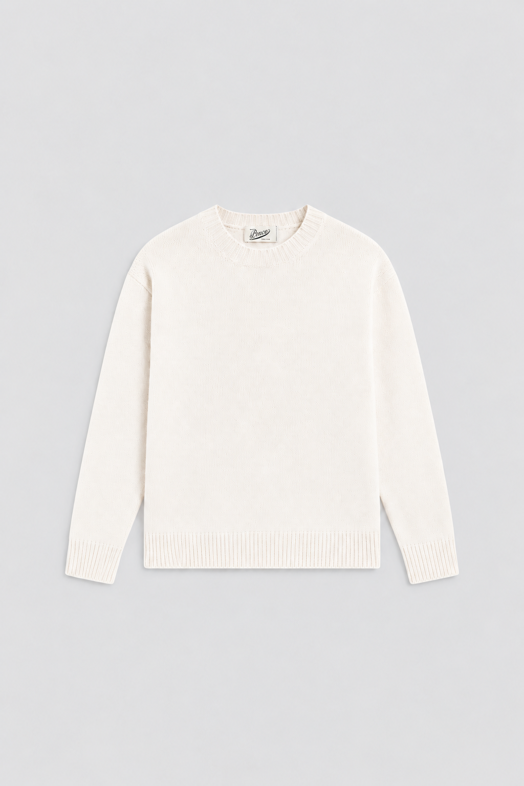 NATURAL RELAXED-FIT, CREW-NECK SWEATER WITH RIBBED TRIMS - NATURAL - Check Active | Pence 1979
